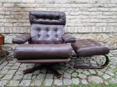 Vintažinis mid century odinis poilsio fotelis - nuotraukos Nr. 23