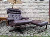 Vintažinis mid century odinis poilsio fotelis - nuotraukos Nr. 24
