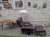 Vintažinis mid century odinis poilsio fotelis - nuotraukos Nr. 25