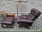 Vintažinis mid century odinis poilsio fotelis - nuotraukos Nr. 28