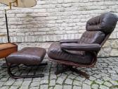 Vintažinis mid century odinis poilsio fotelis - nuotraukos Nr. 29