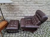 Vintažinis mid century odinis poilsio fotelis - nuotraukos Nr. 34