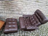 Vintažinis mid century odinis poilsio fotelis - nuotraukos Nr. 35