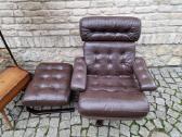 Vintažinis mid century odinis poilsio fotelis - nuotraukos Nr. 36