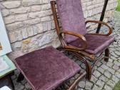 Vintažinis mid century ratango fotelis su pakoju - nuotraukos Nr. 3