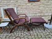Vintažinis mid century ratango fotelis su pakoju - nuotraukos Nr. 4