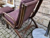 Vintažinis mid century ratango fotelis su pakoju - nuotraukos Nr. 6