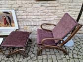 Vintažinis mid century ratango fotelis su pakoju - nuotraukos Nr. 10