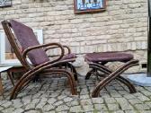 Vintažinis mid century ratango fotelis su pakoju - nuotraukos Nr. 13