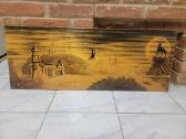 Stilizuotas medinis paveikslas su Vilniaus vaizdu