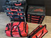Nauji Milwaukee irankiai, dezes packout, dynacase