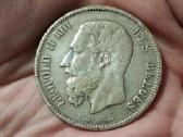 Belgija 5 frankai 1873 sidabras - nuotraukos Nr. 2