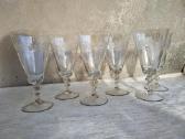 6 Vnt Vintage krištolinio stiklo graviruotos taur - nuotraukos Nr. 6