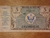 JAV "Kariniai" 5 centu banknotas