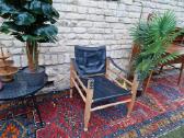 Vintažinis mid century odos/buko krėslas "Safari" - nuotraukos Nr. 8