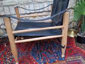 Vintažinis mid century odos/buko krėslas "Safari" - nuotraukos Nr. 15