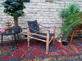 Vintažinis mid century odos/buko krėslas "Safari" - nuotraukos Nr. 29