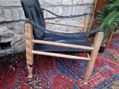 Vintažinis mid century odos/buko krėslas "Safari" - nuotraukos Nr. 32