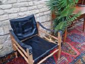 Vintažinis mid century odos/buko krėslas "Safari" - nuotraukos Nr. 36