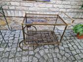 Vintažinis žalvario ir tonuoto stiklo servantas - nuotraukos Nr. 11