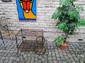 Vintažinis žalvario ir tonuoto stiklo servantas - nuotraukos Nr. 15