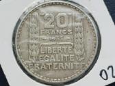 20 frankų 1933m. Prancūzija sidabras