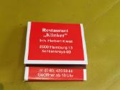 Rem. Degtukų dėžutė knygelė Restaurant Klinker - nuotraukos Nr. 4