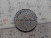 3 pfenninge 1852 Prūsija Vokietija