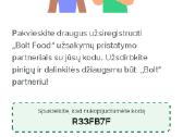 Bolt food kodas premijai gauti iki liepos 3D!