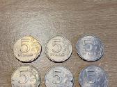 6 vienetai monetos 5 rubliai 1997 ir 1998 metai
