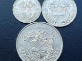 1/4, 1/2, ir 1 balboa. Panama sidabras 900 unc.
