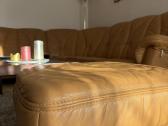 Vokiška Himolla natūralios odos sofa + pufas - nuotraukos Nr. 4