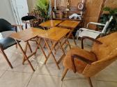 Vintažinis mid century ąžuolinių staliukų kompl. - nuotraukos Nr. 12