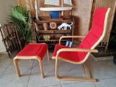 Vintažinis mid century fotelis su pakoju - nuotraukos Nr. 5