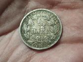 Vokietija 1/2 mark 1915 sidabras