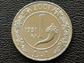 1 lira 2001m. Italija sidabras 835 unc.