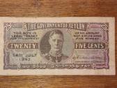 Ceylono 25 centu banknotas