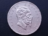 5 liros 1874m. Italija sidabras 900 - nuotraukos Nr. 2