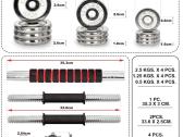 20 kg chromuotų hantelių štangos rinkinys lagamine - nuotraukos Nr. 3