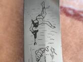 Peilis su odiniu deklų ir rankena iś rago - nuotraukos Nr. 3