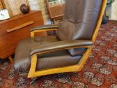 Vintažinis mid century Himolla odinis/tiko fotelis - nuotraukos Nr. 12