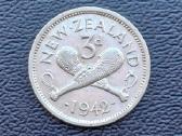 3 pensai 1942m. Naujoji Zelandija sidabras