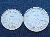 25 ir 50 pennia 1916m. Suomija sidabras 750