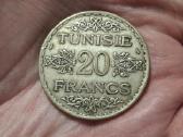 Tunisas 20 frankų 1934 sidabras