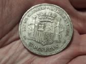 Ispanija 5 pesetos 1870 sidabras