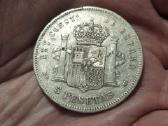Ispanija 5 pesetos 1890 sidabras