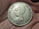 Ispanija 5 pesetos 1890 sidabras - nuotraukos Nr. 2