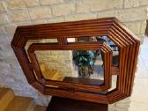 Vintažinis mid century didelis ratango veidrodis - nuotraukos Nr. 6