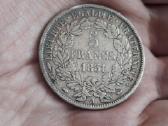 Prancūzija 5 frankai 1851 sidabras