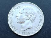 5 pesetos 1885m. Ispanija sidabras 900 - nuotraukos Nr. 2